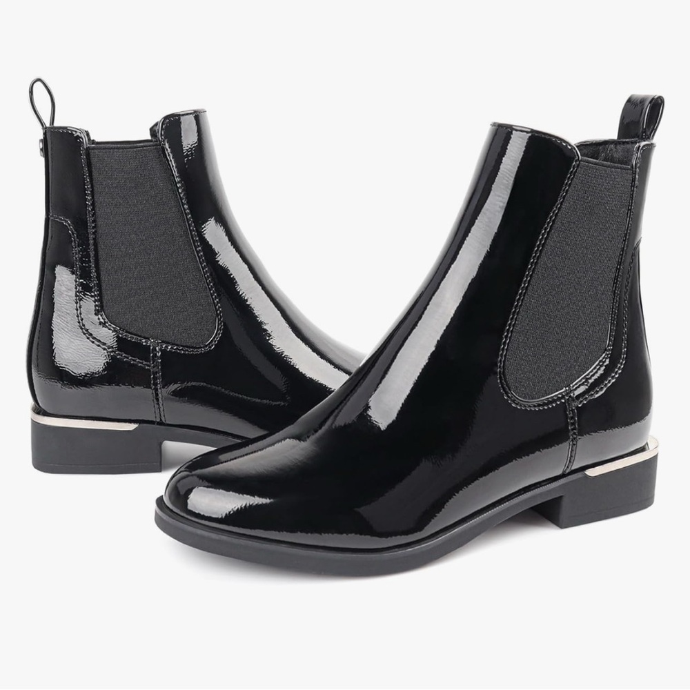 NWT-Chelsea Boots - Round Toe, Anti-Slip Rubber Sole, Black Leather Business
